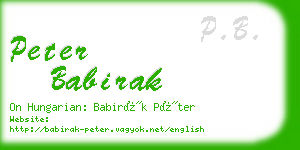 peter babirak business card